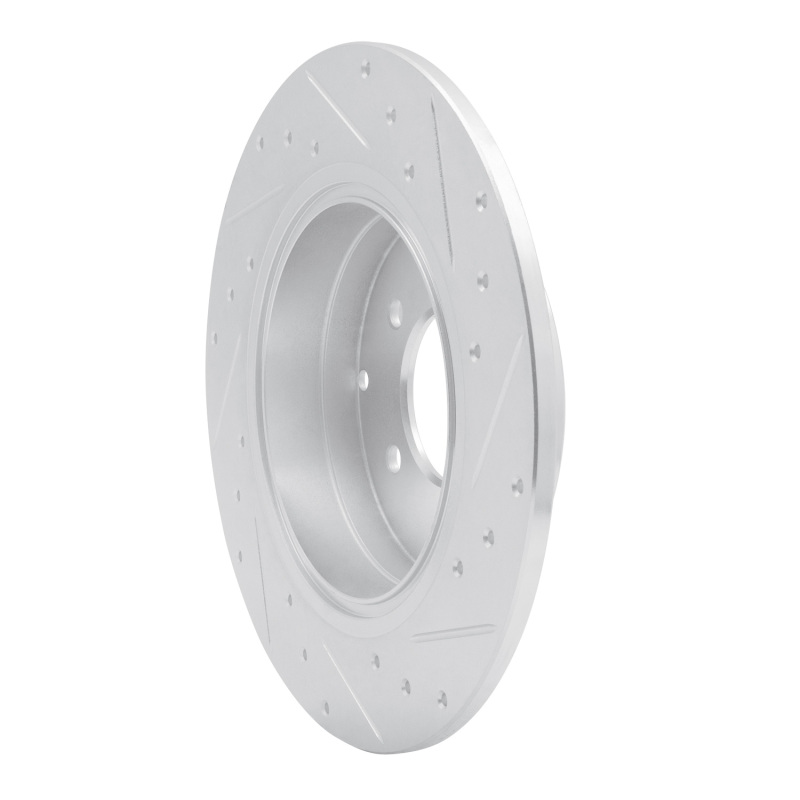 Kia Cadenza Brake Rotor (1) - Rear Left - R1 Concepts - Drilled & Slotted - Silver - `17-`19